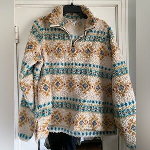 Cozy Patterned Sherpa Pullover